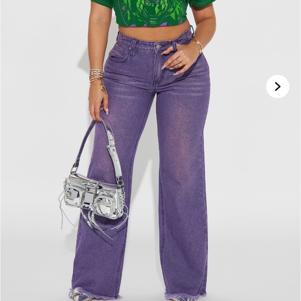 Fashion Nova Purple Flare Wide Leg Jeans